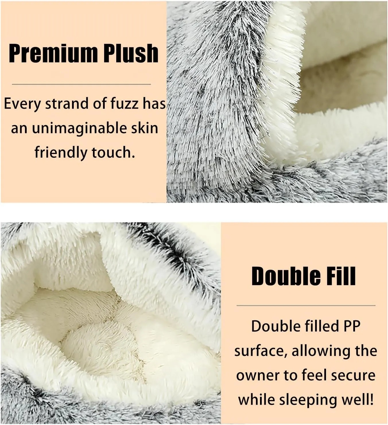 XIRUJNFD Cat Bed, 12 Colors Dog Bed, Pursnug Cat Bed, Calming Cat Bed Cave, Cat Beds for Indoor, Winter Pet Plush Bed (Black,40cm/15.7in)