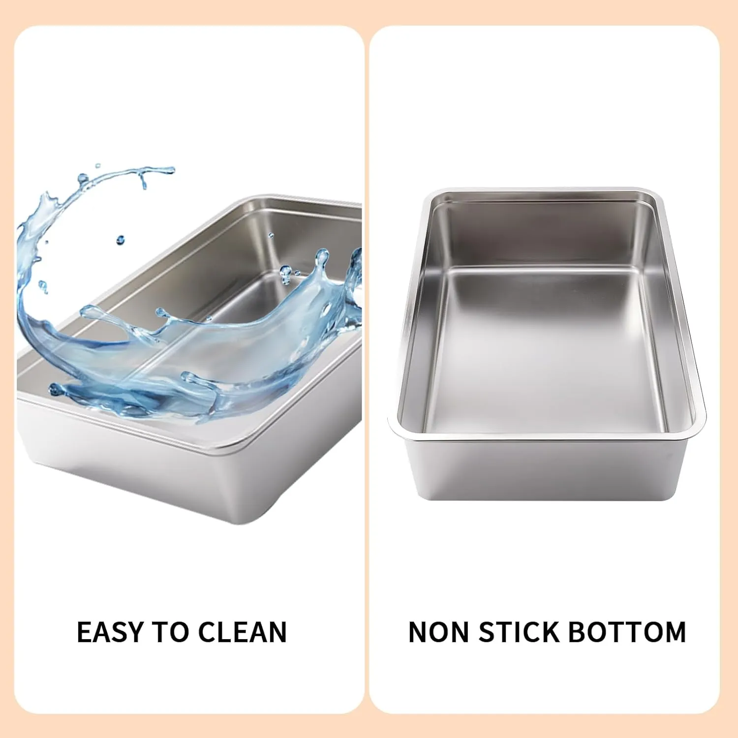 Yangbaga Extra Large Stainless Steel Litter Box, 28 x 20 x 6 Ultimate Metal Cat Litter Box with High Sides, Sturdy Long-Lasting Litter Pan with Anti-Slip Rubber Feet
