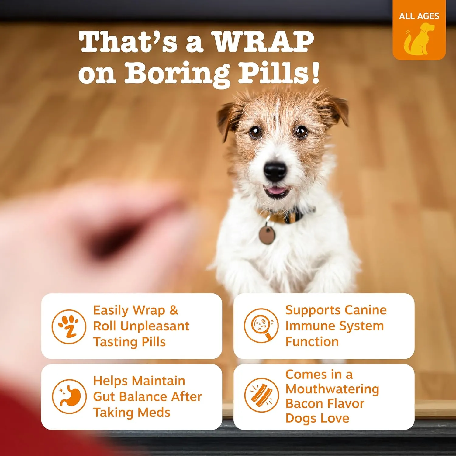Zesty Paws Pill Wrap Probiotic Paste for Dogs - Immune & Digestive System Support - Bacon Flavor - with DE111 Bacillus subtilis - Pockets Any Pill, Tablet & Capsule for Your Dog - 4.2oz - 60 Portions