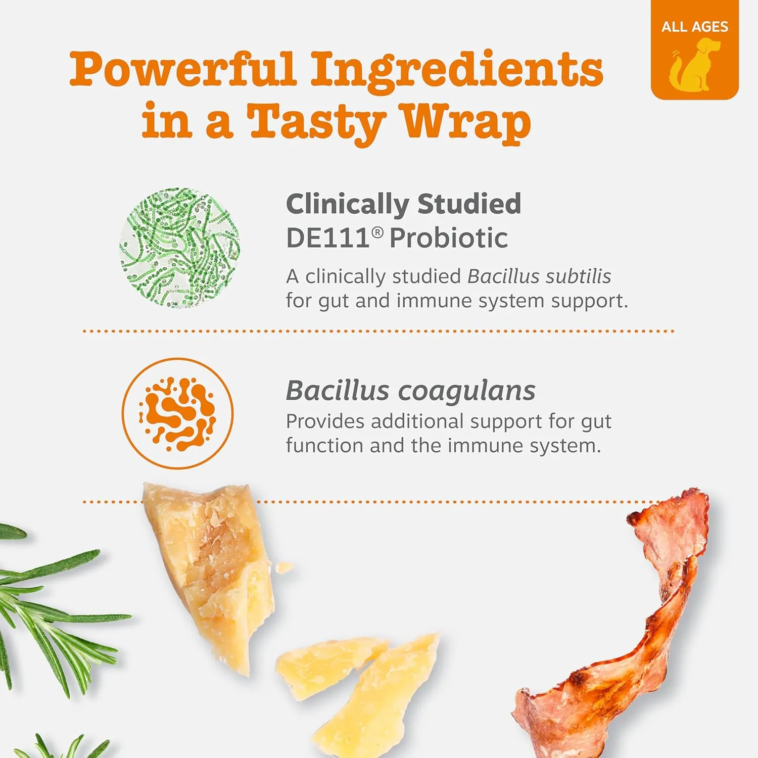 Zesty Paws Pill Wrap Probiotic Paste for Dogs - Immune & Digestive System Support - Bacon Flavor - with DE111 Bacillus subtilis - Pockets Any Pill, Tablet & Capsule for Your Dog - 4.2oz - 60 Portions